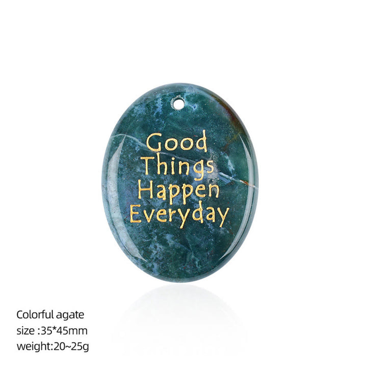 Olivenorma "Good Things Happen Everyday" Positive Quote Natural Gemstone Worry Stone - Colorful Agate - image 23