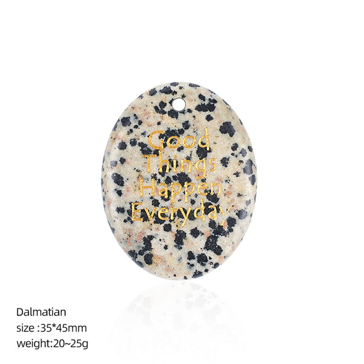 Olivenorma "Good Things Happen Everyday" Positive Quote Natural Gemstone Worry Stone - Dalmatian Jasper - image 26