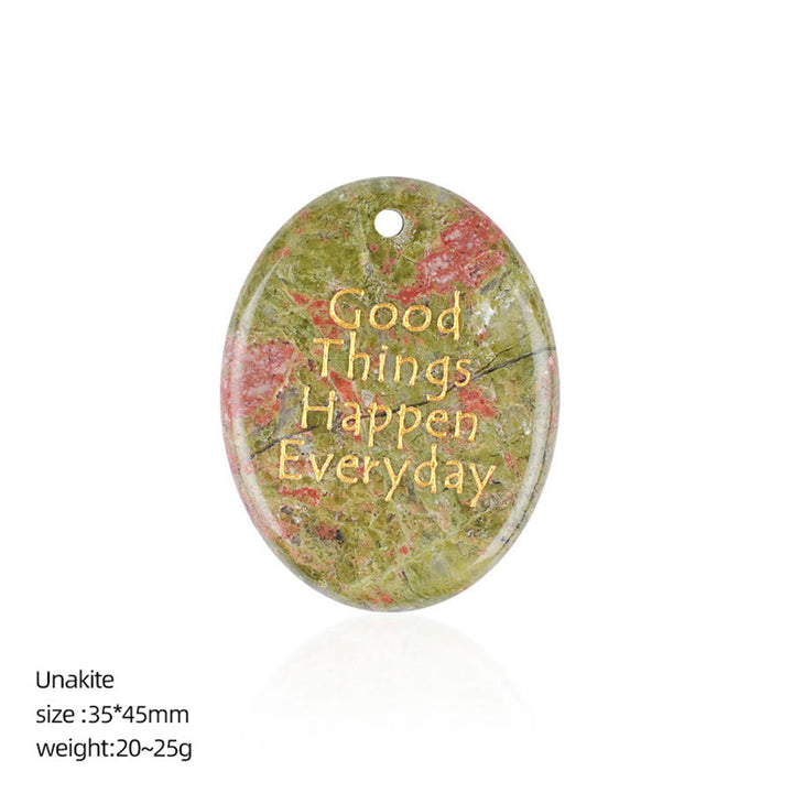 Olivenorma "Good Things Happen Everyday" Positive Quote Natural Gemstone Worry Stone - Unakite - image 19