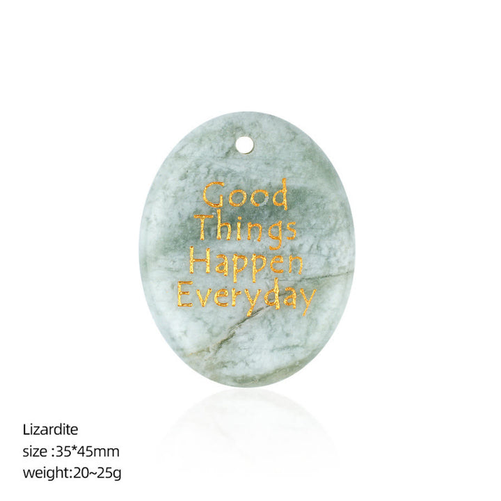 Olivenorma "Good Things Happen Everyday" Positive Quote Natural Gemstone Worry Stone - Lizardite - image 32