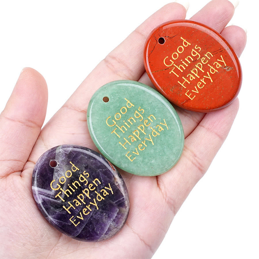 Olivenorma "Good Things Happen Everyday" Positive Quote Natural Gemstone Worry Stone - image 3