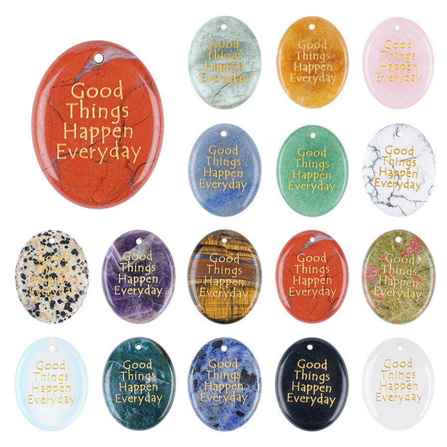 Olivenorma "Good Things Happen Everyday" Positive Quote Natural Gemstone Worry Stone - image 1