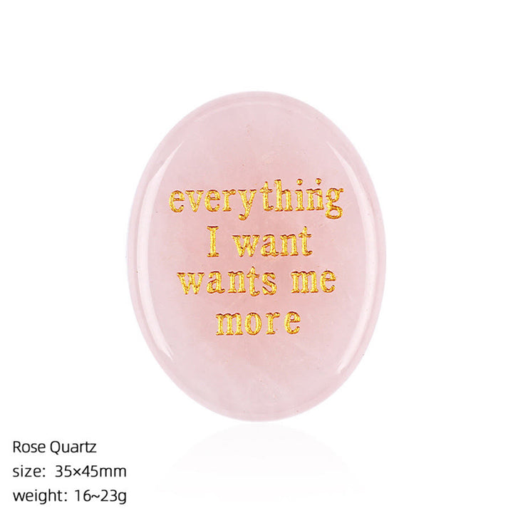 Olivenorma "Everything I Want Wants Me More" Engraved Pocket Calming Worry Stone - Rose Quartz - image 20