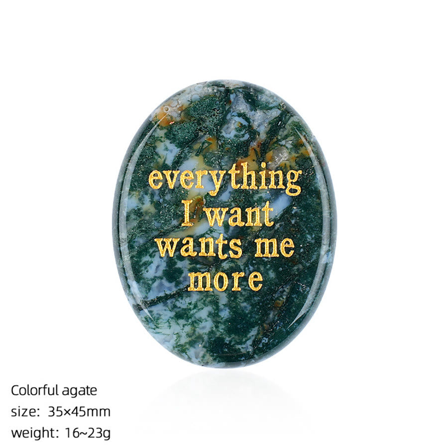 Olivenorma "Everything I Want Wants Me More" Engraved Pocket Calming Worry Stone - Colorful Agate - image 6