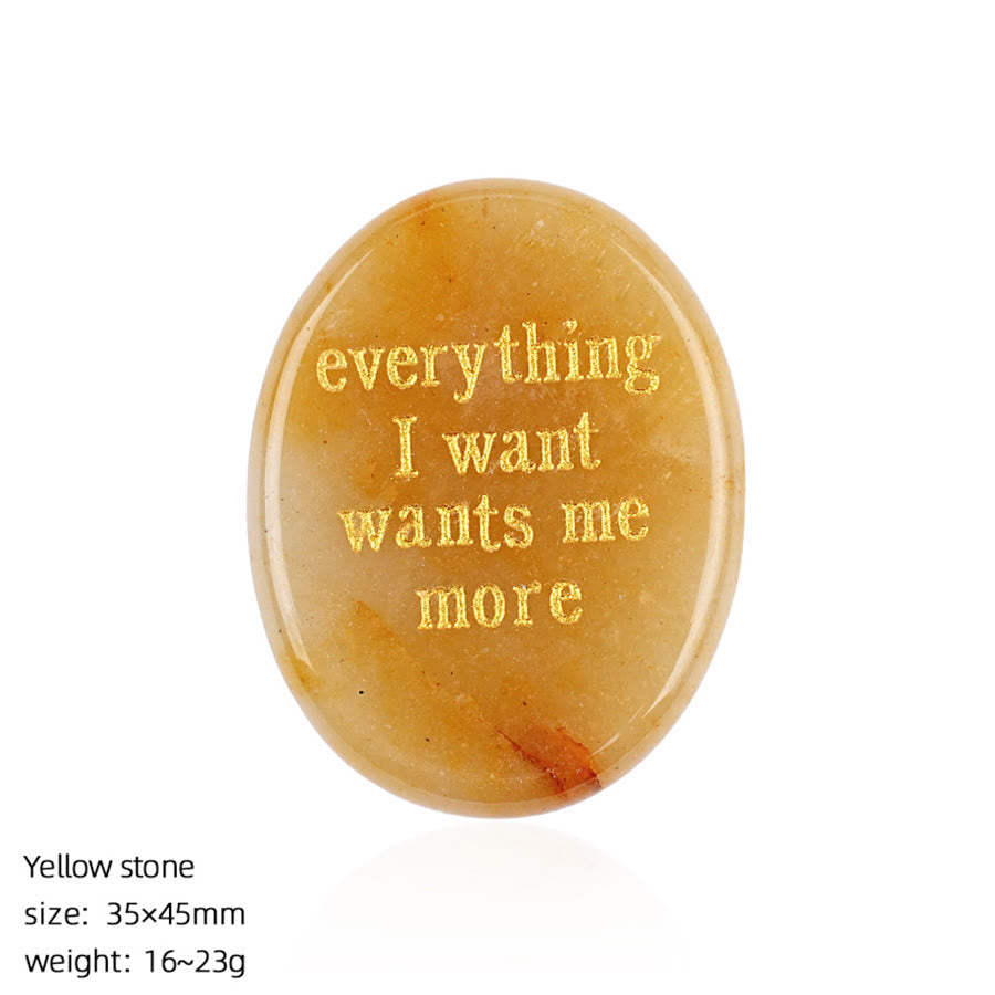 Olivenorma "Everything I Want Wants Me More" Engraved Pocket Calming Worry Stone - Yellow Jade - image 10