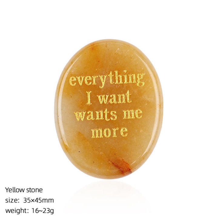 Olivenorma "Everything I Want Wants Me More" Engraved Pocket Calming Worry Stone - Yellow Jade - image 10