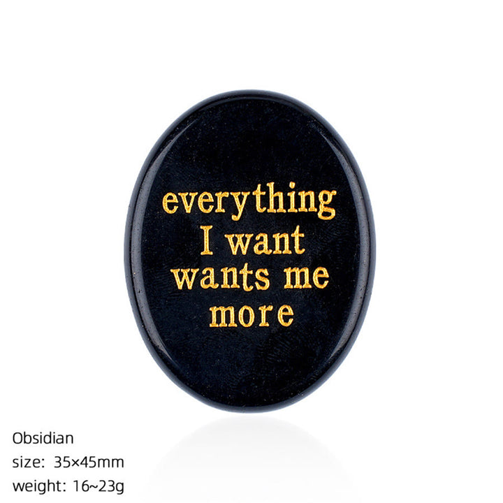 Olivenorma "Everything I Want Wants Me More" Engraved Pocket Calming Worry Stone - Obsidian - image 18