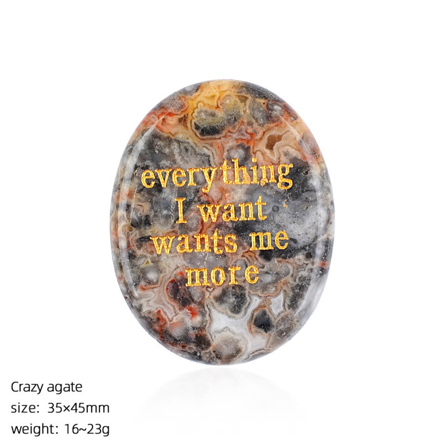 Olivenorma "Everything I Want Wants Me More" Engraved Pocket Calming Worry Stone - Crazy Agate - image 22