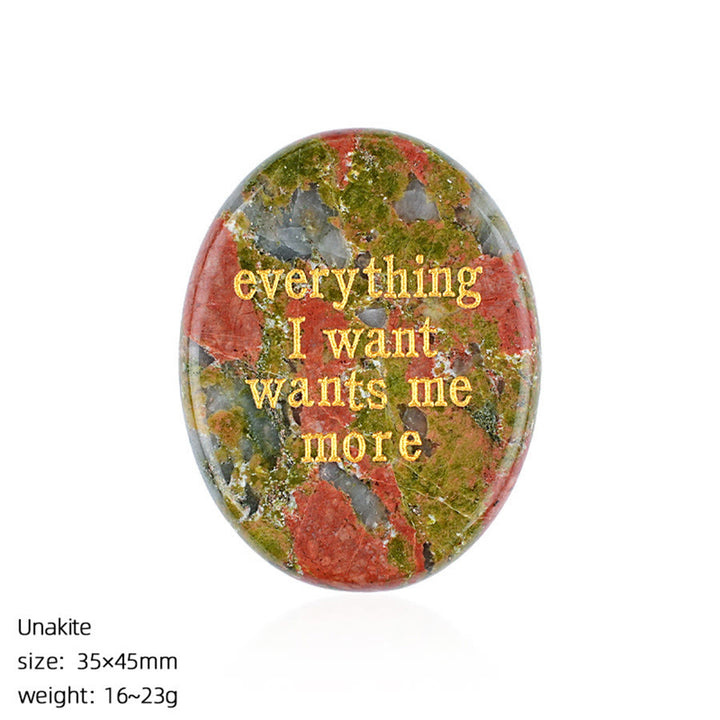 Olivenorma "Everything I Want Wants Me More" Engraved Pocket Calming Worry Stone - Unakite - image 12