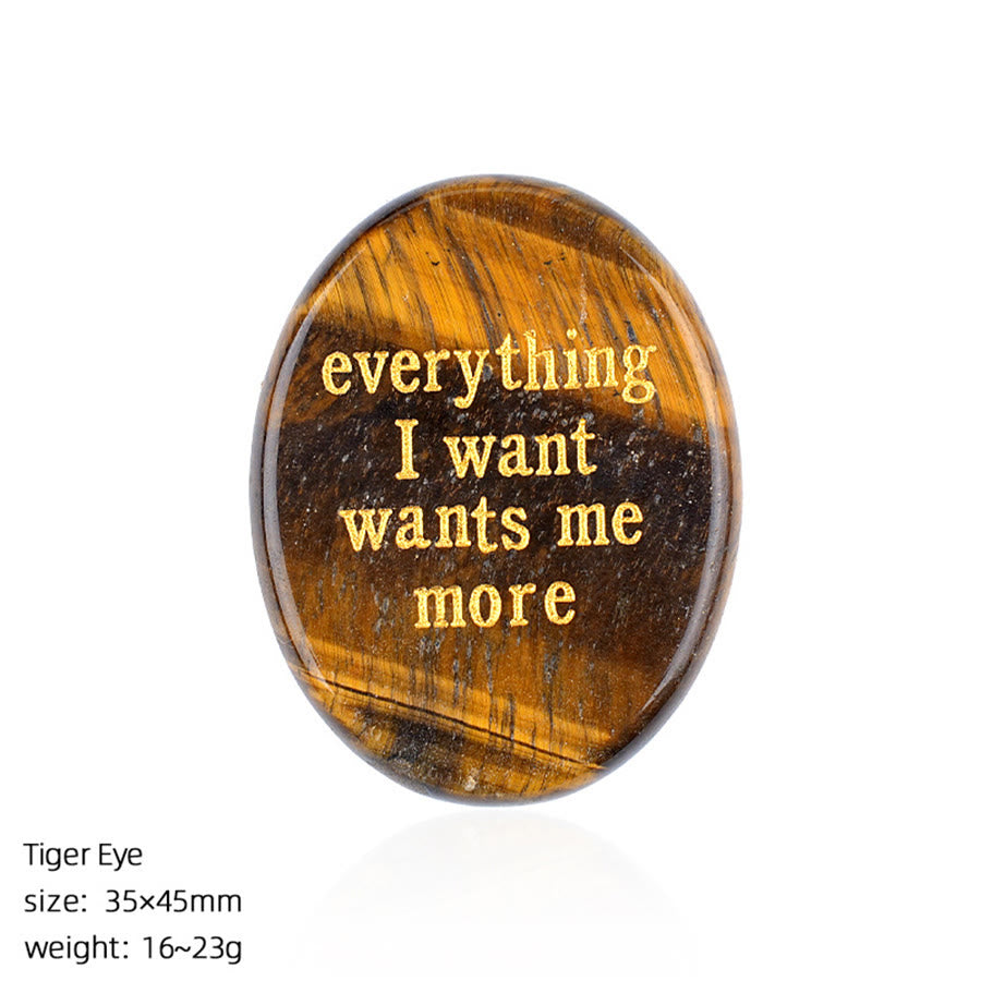 Olivenorma "Everything I Want Wants Me More" Engraved Pocket Calming Worry Stone - Tiger Eye - image 14