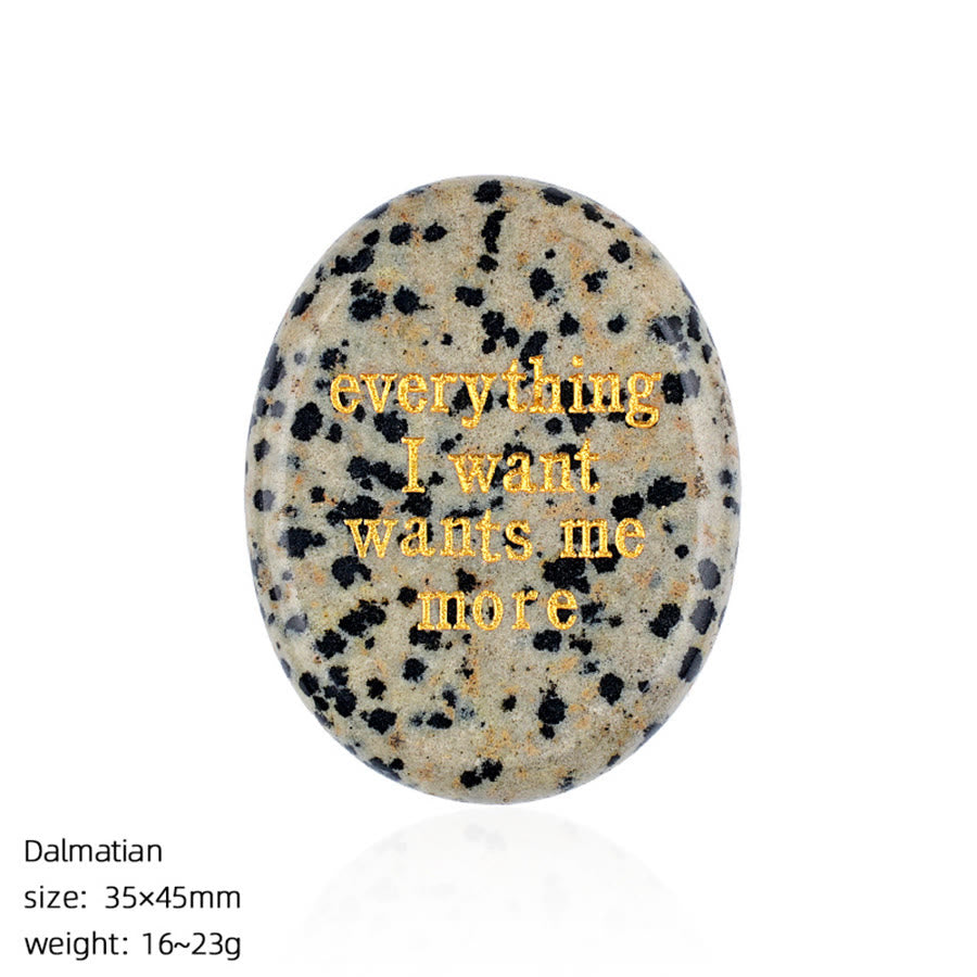 Olivenorma "Everything I Want Wants Me More" Engraved Pocket Calming Worry Stone - Dalmatian Jasper - image 23