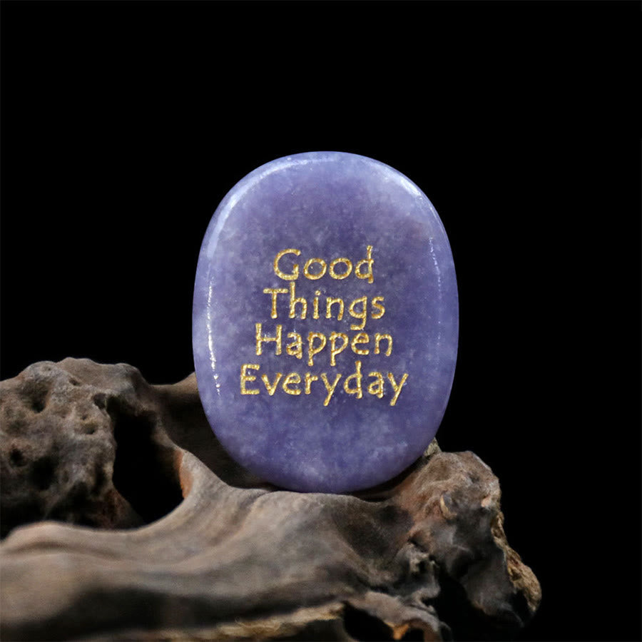 Olivenorma "Good Things Happen Everyday" Engraved Pocket Calming Worry Stone - Lepidolite - Airbag Bracket &Gemstone - image 11