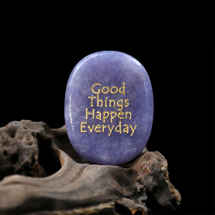 Olivenorma "Good Things Happen Everyday" Engraved Pocket Calming Worry Stone - Lepidolite - Airbag Bracket &Gemstone - image 11