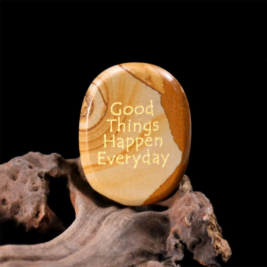 Olivenorma "Good Things Happen Everyday" Engraved Pocket Calming Worry Stone - Landscape Jasper - Airbag Bracket &Gemstone - image 12