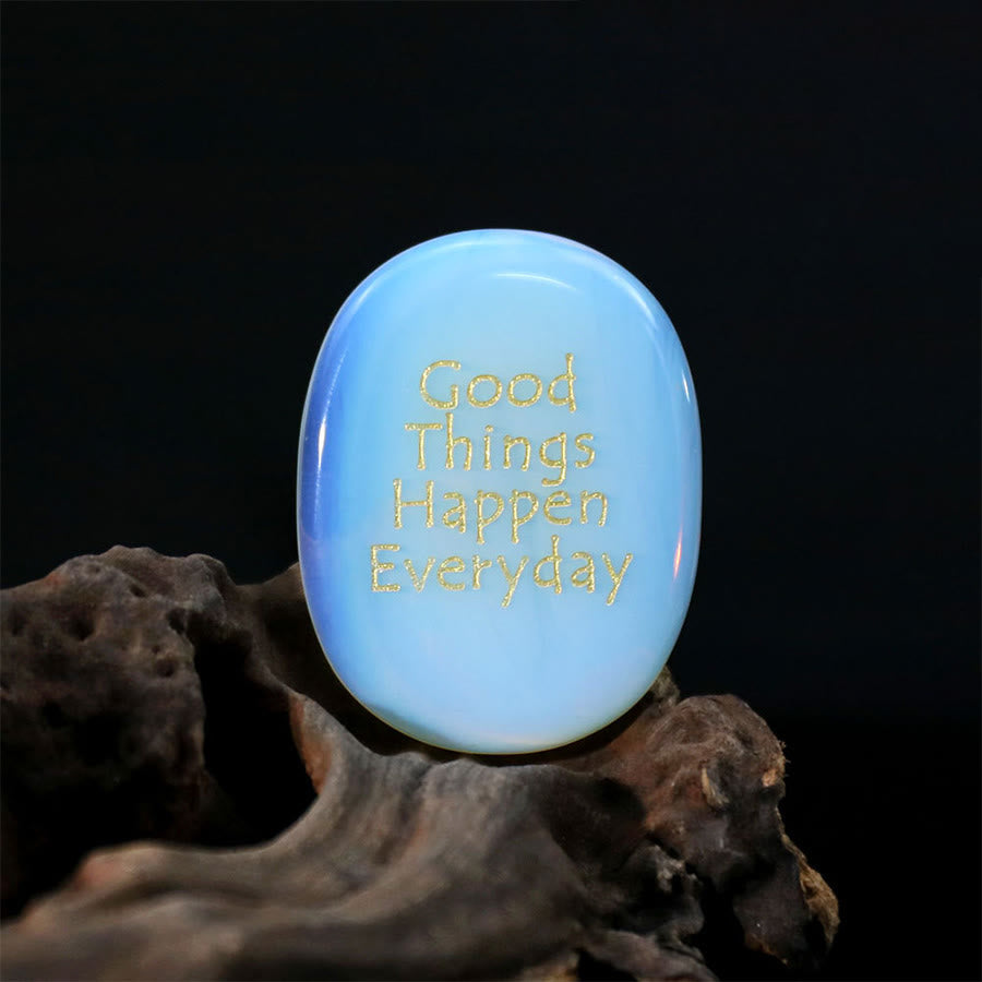 Olivenorma "Good Things Happen Everyday" Engraved Pocket Calming Worry Stone - Synthetic Opal - Airbag Bracket &Gemstone - image 23
