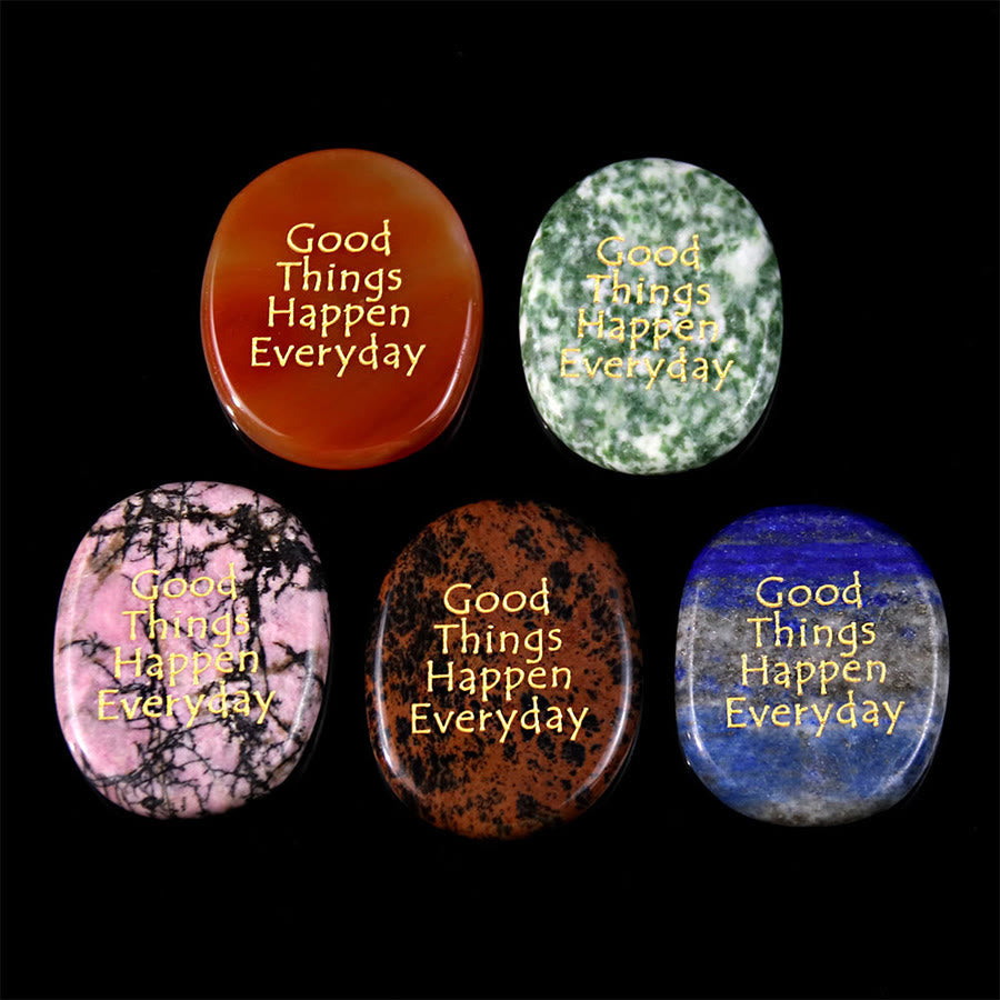 Olivenorma "Good Things Happen Everyday" Engraved Pocket Calming Worry Stone - image 0