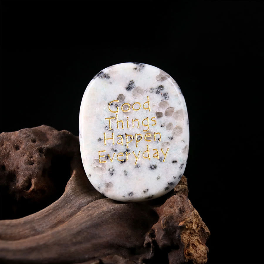 Olivenorma "Good Things Happen Everyday" Engraved Pocket Calming Worry Stone - Kiwi Jsper - Airbag Bracket &Gemstone - image 30