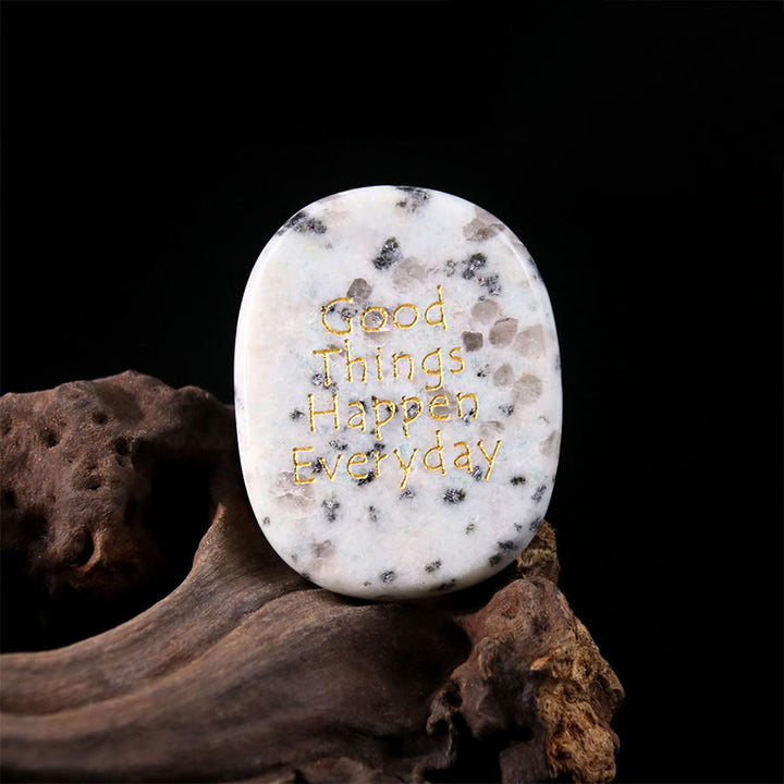 Olivenorma "Good Things Happen Everyday" Engraved Pocket Calming Worry Stone - Kiwi Jsper - Airbag Bracket &Gemstone - image 30