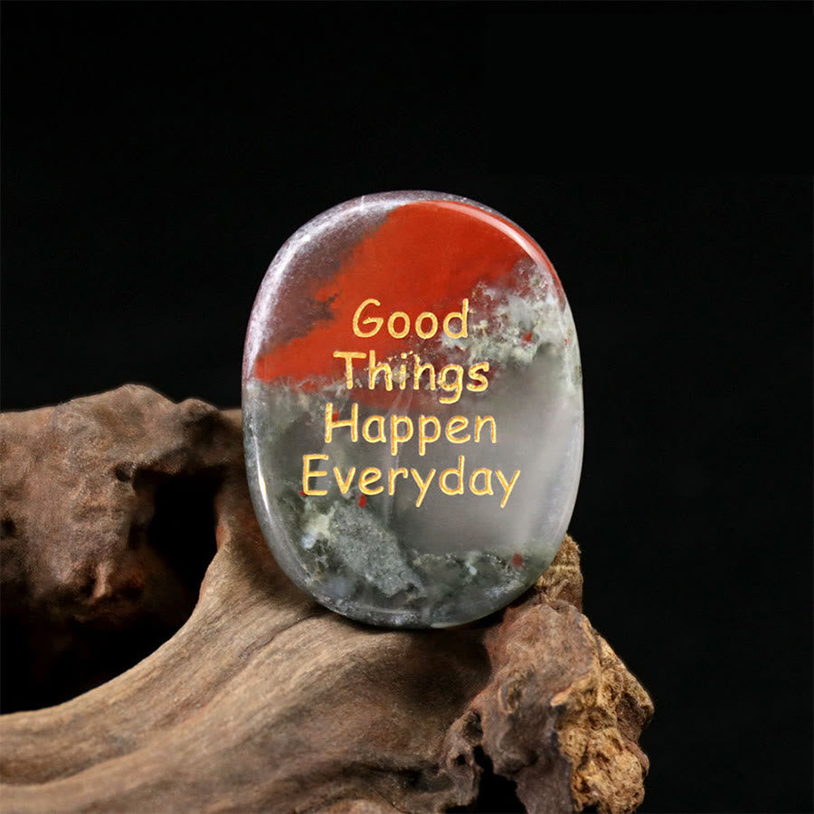 Olivenorma "Good Things Happen Everyday" Engraved Pocket Calming Worry Stone - African Bloodstone - Airbag Bracket &Gemstone - image 31