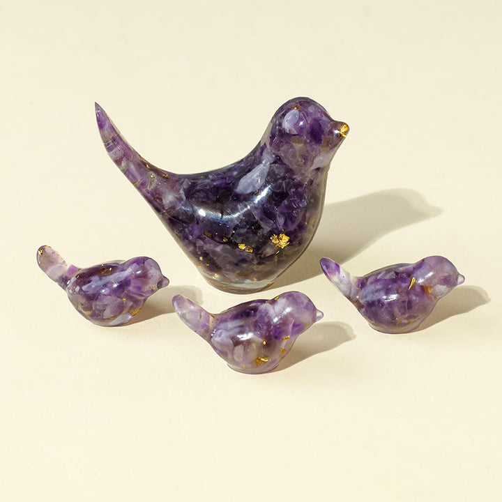 Olivenorma Natural Crystal Bird Sculpture Gemstone Decoration - Amethyst - [Crystal Set] 1 Large + 3 Small Ones - image 61