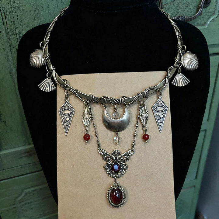 Olivenorma Witchy Evil Eye & Moon Phase Metal Statement Choker Necklace - image 6