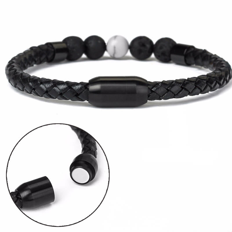 Olivenorma Natural Stone Bead Braided Leather Magnetic Closure Bracelet - image 7