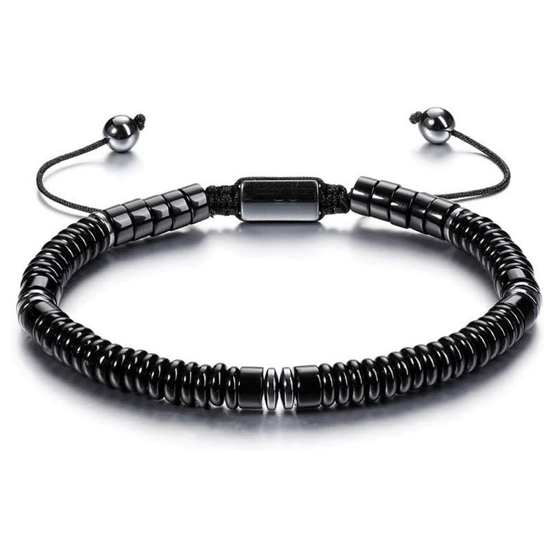 Olivenorma Artisan Multi-Stone Disc Bead Sliding Knot Adjustable Bracelet - Obsidian - image 13