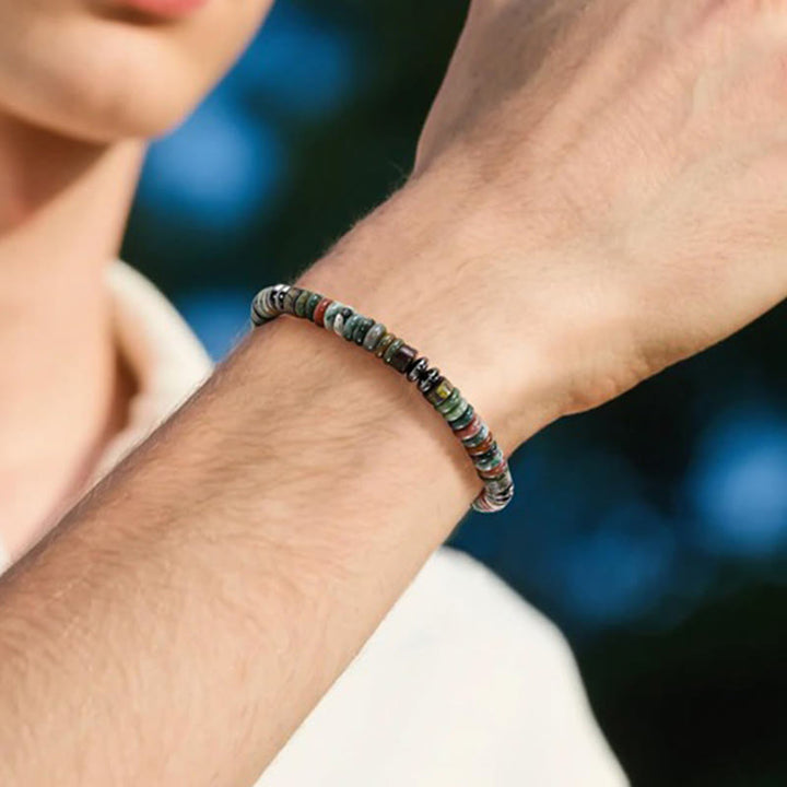 Olivenorma Artisan Multi-Stone Disc Bead Sliding Knot Adjustable Bracelet - image 1