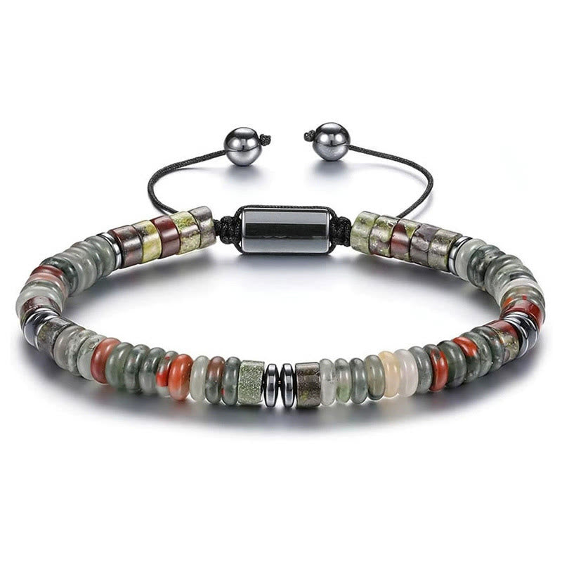 Olivenorma Artisan Multi-Stone Disc Bead Sliding Knot Adjustable Bracelet - Natural Stone - image 0