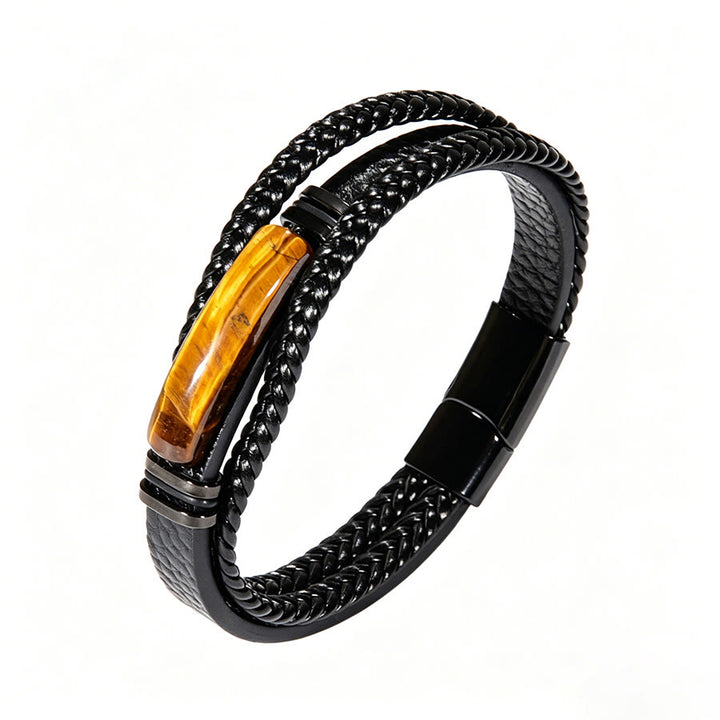 Olivenorma Handcrafted Braided Leather Natural Stone Magnetic Bracelet - Tiger Eye Long - 9in - image 23