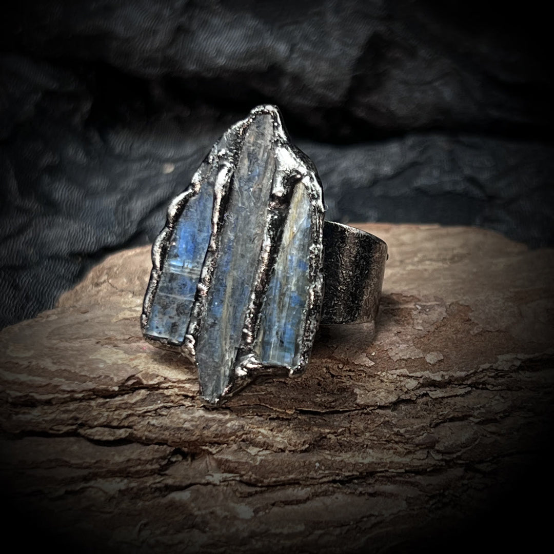 FREE Today: Irregular combination of Three Raw Stone Blue Kyanite Ring - image 2