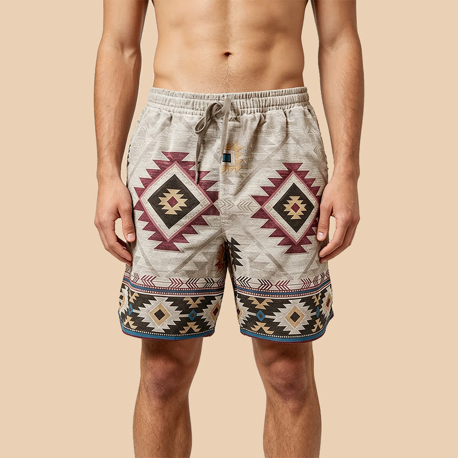 Olivenorma Vintage Tribal Geometric Casual Men's Short Pants - Black - 5XL - image 3