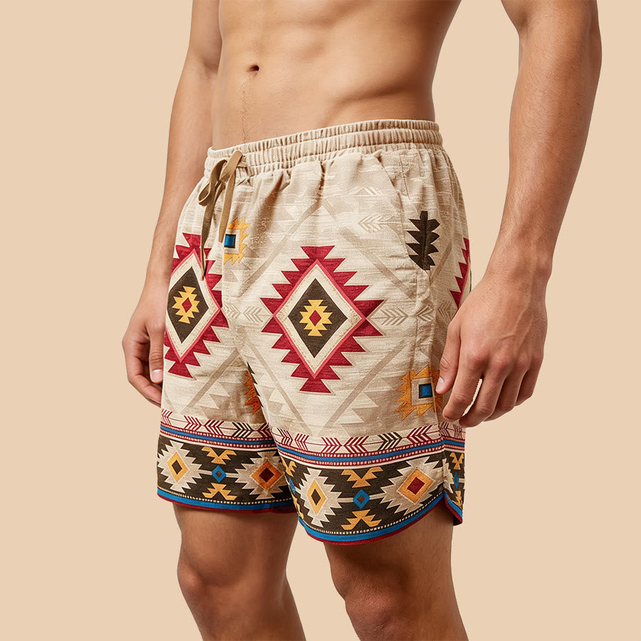 Olivenorma Vintage Tribal Geometric Casual Men's Short Pants - image 1