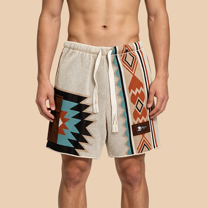 Olivenorma Knitted Tribal Geometric Print Casual Men's Short Pants - 5XL - image 0