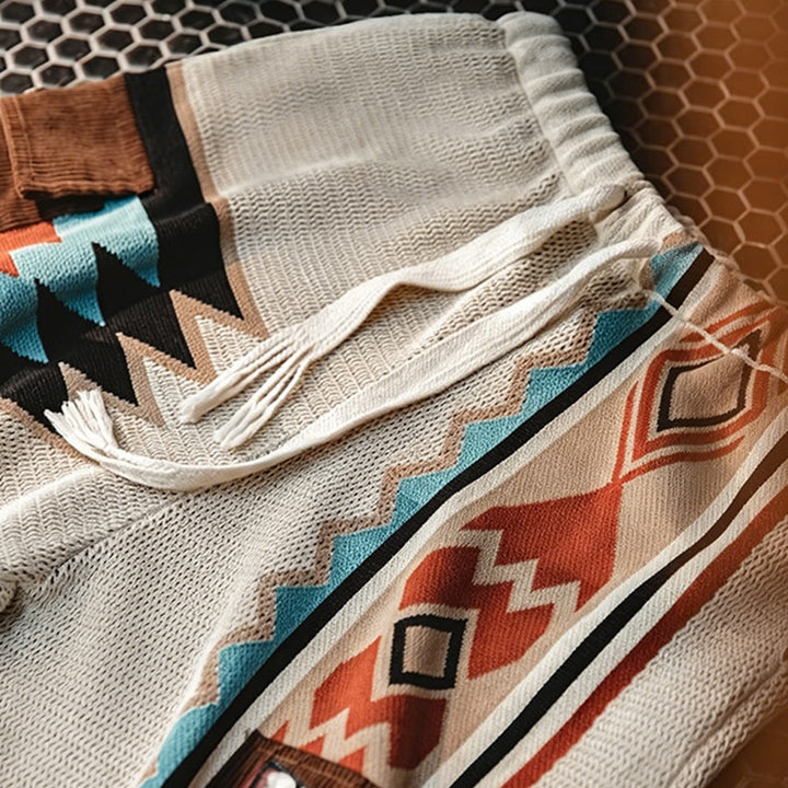 Olivenorma Knitted Tribal Geometric Print Casual Men's Short Pants - image 6