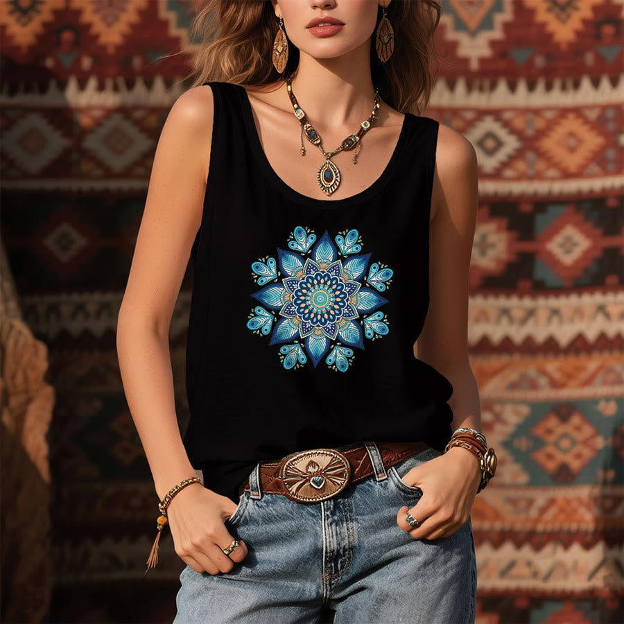 Olivenorma Mystical Moon Phase Floral Orbit Graphic Print Women's Tank - image 3