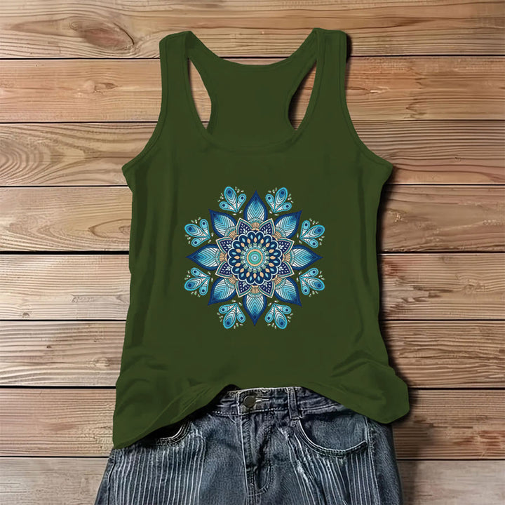 Olivenorma Mystical Moon Phase Floral Orbit Graphic Print Women's Tank - Green - 3XL - image 8