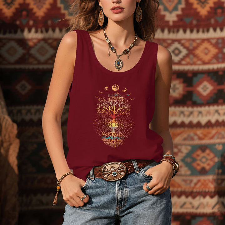 Olivenorma Celestial Tree of Life & Moon Phases Graphic Print Women's Tank - image 9