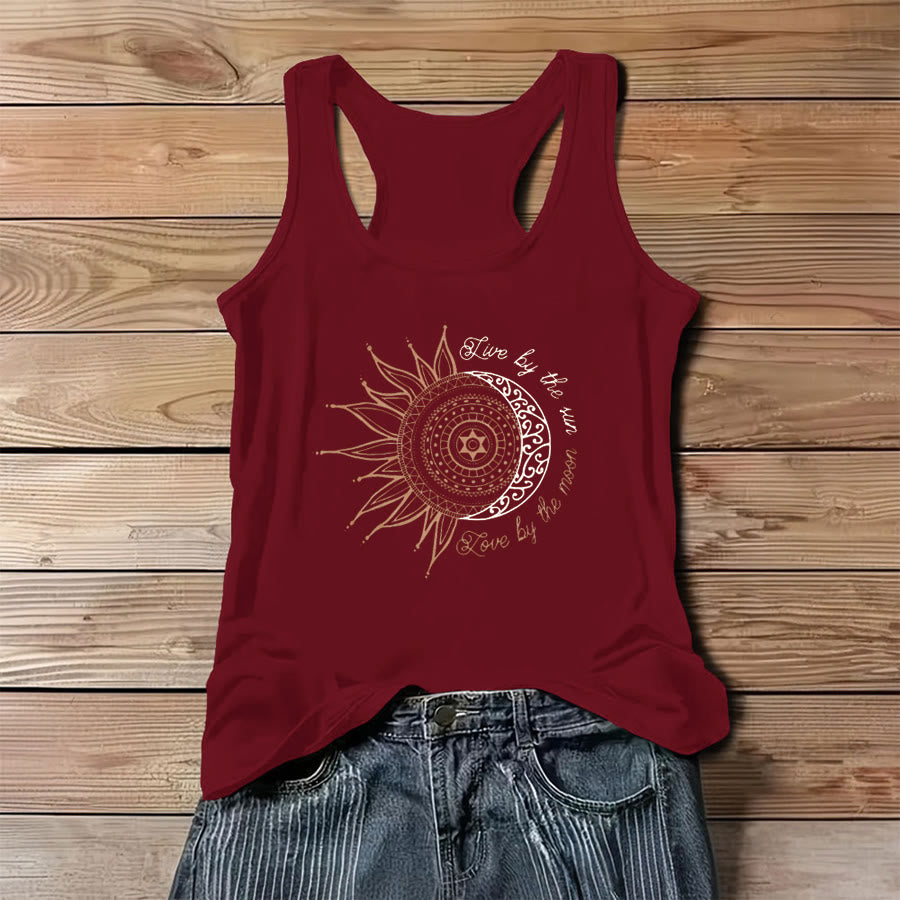 Olivenorma Spiritual Sun Moon Slogan Graphic Print Women's Tank - Red - 3XL - image 0