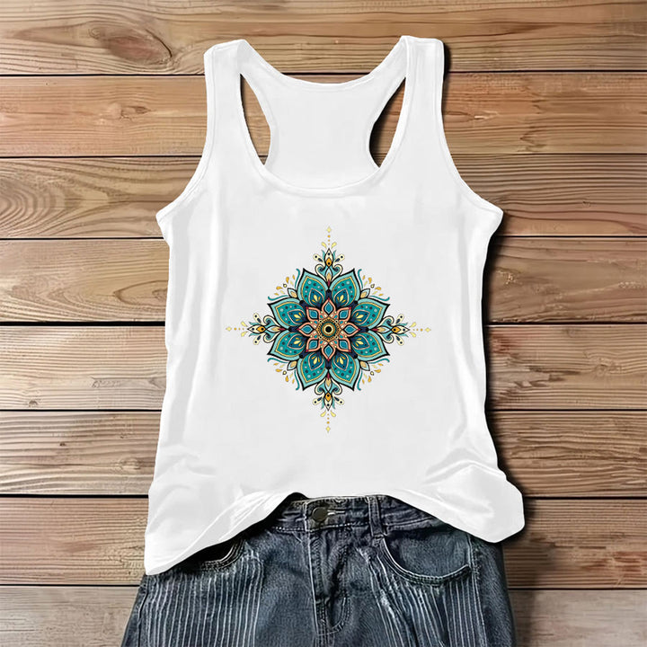 Olivenorma Boho Mandala Ornament Print Women's Tank - White - 3XL - image 4