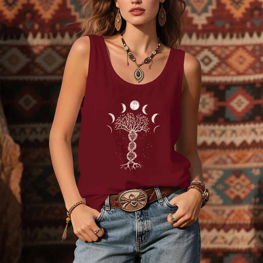 Olivenorma DNA Tree of Life & Moon Phase Graphic Print Women's Tank - image 7