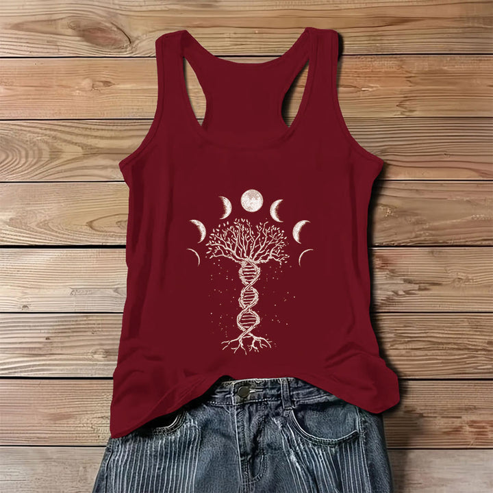 Olivenorma DNA Tree of Life & Moon Phase Graphic Print Women's Tank - Red - 3XL - image 6