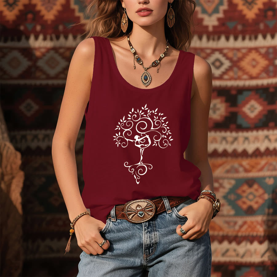 Olivenorma Minimalist Yoga Pose Tree of Life Print Women's Tank - image 9