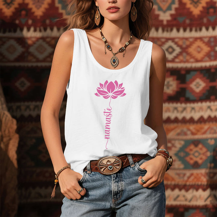 Olivenorma Namaste Lotus Flower Graphic Print Women's Tank - image 1