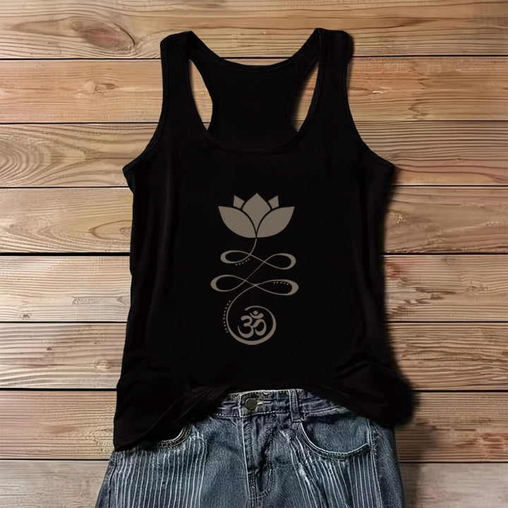 Olivenorma Yoga Lotus with Om Symbol Silhouette Print Women's Tank - Black - 3XL - image 2
