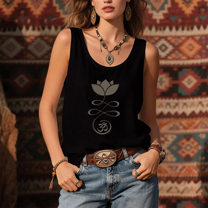 Olivenorma Yoga Lotus with Om Symbol Silhouette Print Women's Tank - image 3