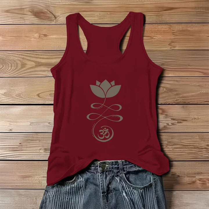 Olivenorma Yoga Lotus with Om Symbol Silhouette Print Women's Tank - Red - 3XL - image 6