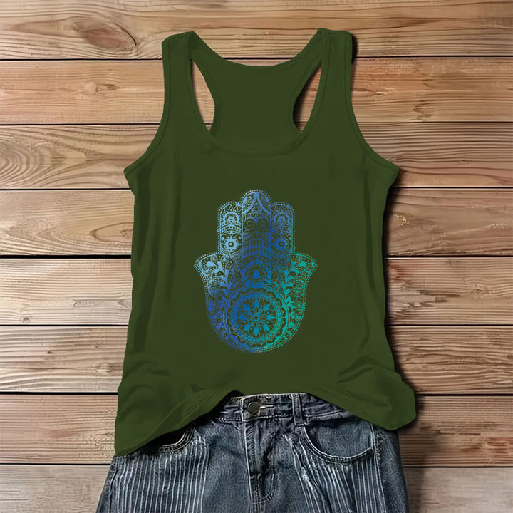 Olivenorma "Palm of Protection" Gradient Hamsa Hand Women's Tank - Green - 3XL - image 0