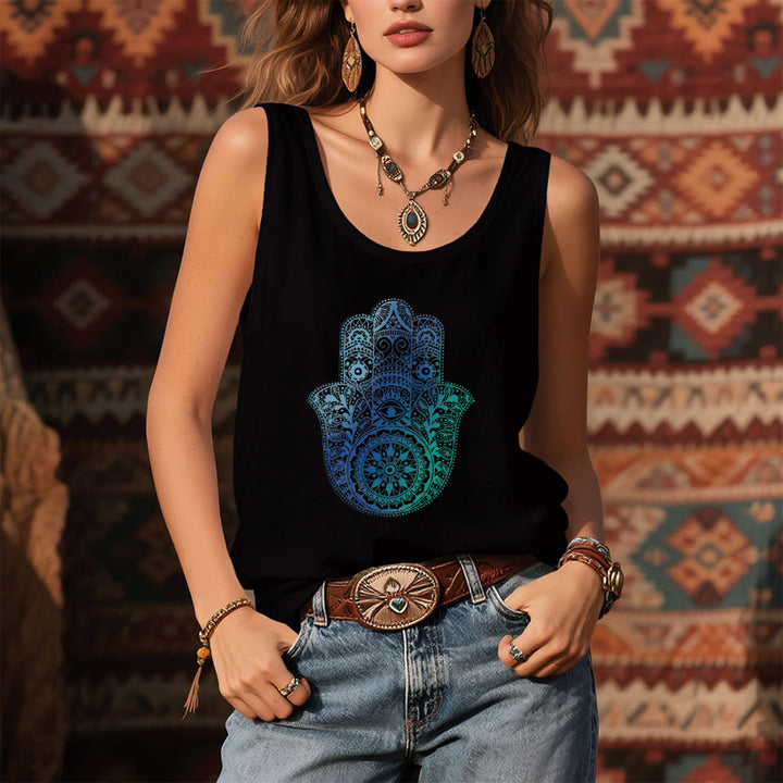 Olivenorma "Palm of Protection" Gradient Hamsa Hand Women's Tank - image 3
