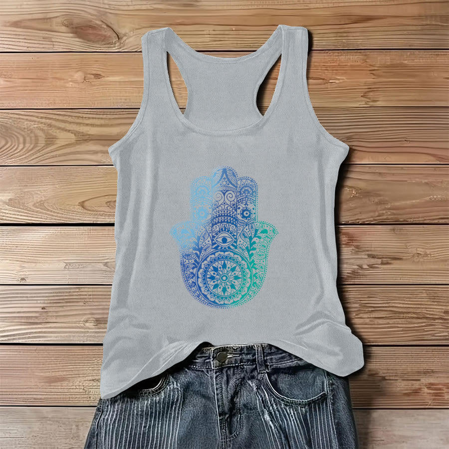 Olivenorma "Palm of Protection" Gradient Hamsa Hand Women's Tank - Gray - 3XL - image 6